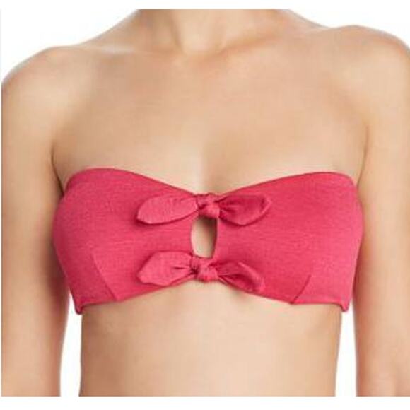MinkPink Bandeau Bikini Top Fuchsia Pink Size Medium NWT - Picture 1 of 4